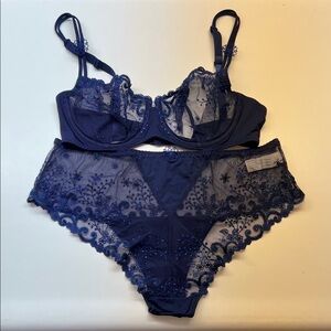 Simone Perele Midnight Blue Lace Bra Set